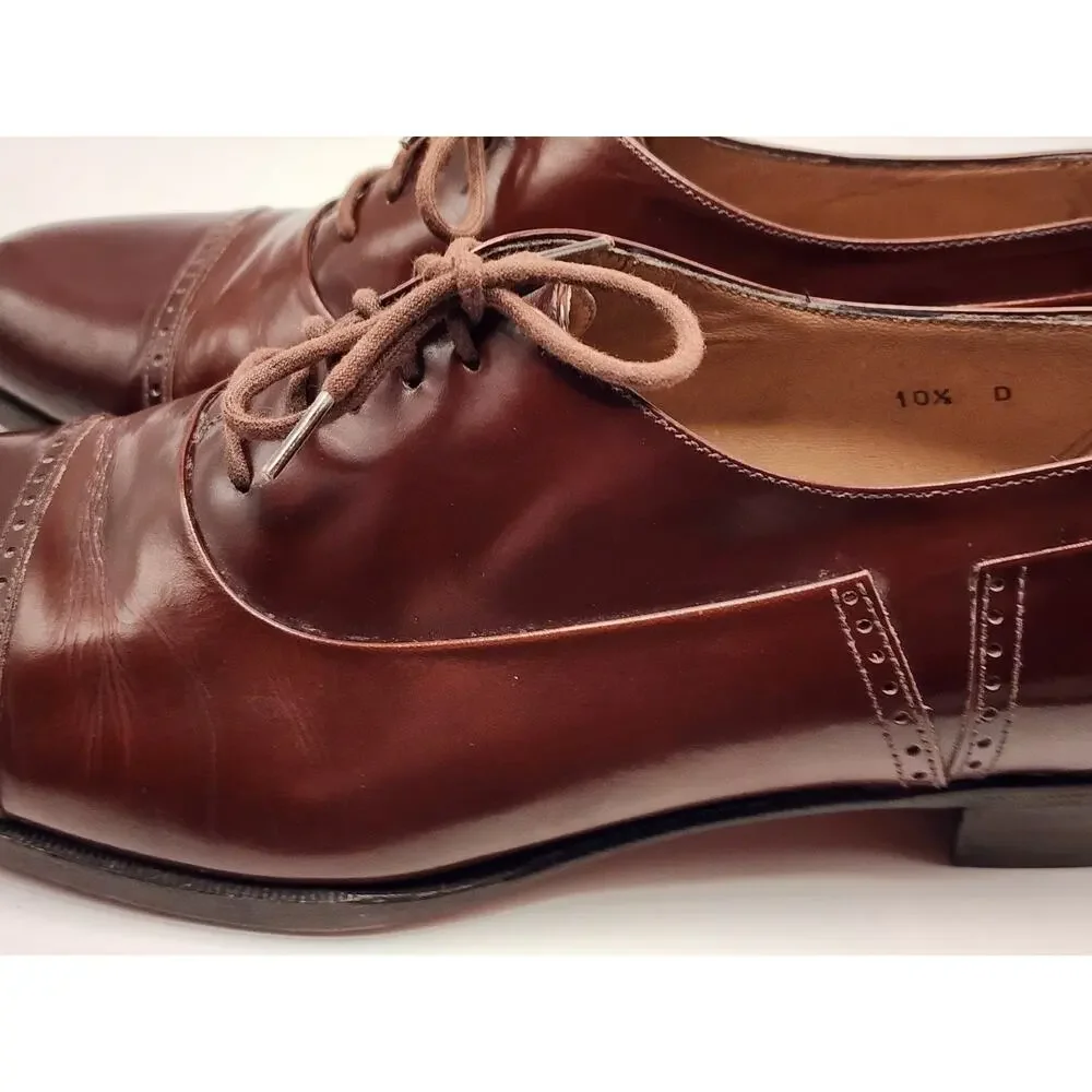 Bally Marconi Brown MADE IN ITALY Mens 10.5 D Leather Cap Toe Oxford Dress Shoes
